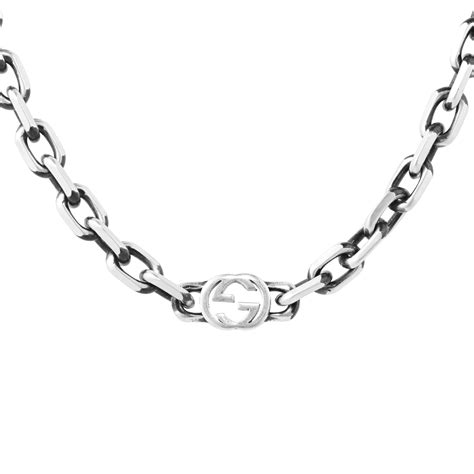 gucci chain necklace silver|gucci silver and onyx necklace.